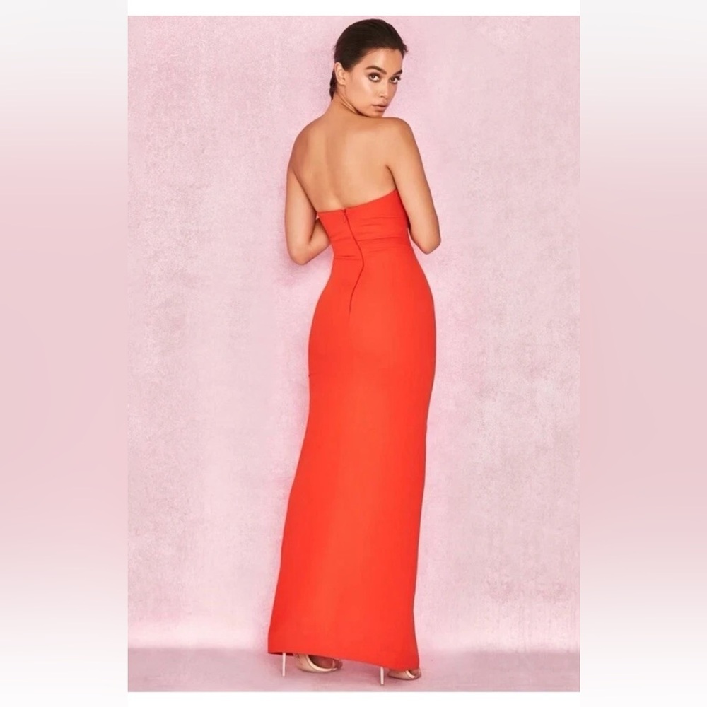 House of CB Elegant Strapless Front Slit Red Dress.size XS - Picture 2 of 10